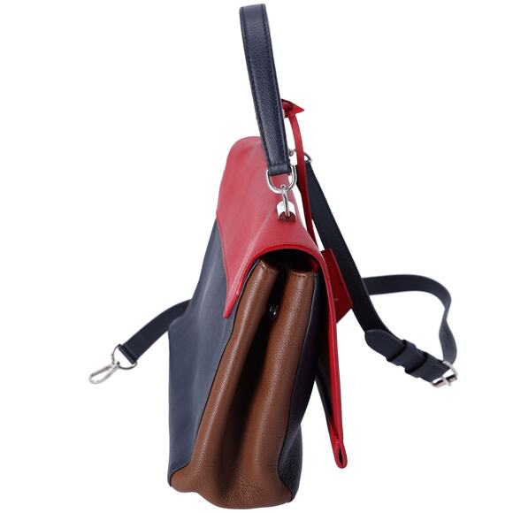 Louis Vuitton Lockme II Handbag M42859 Red Dark Navy Brown Leather - Picture 2 of 8